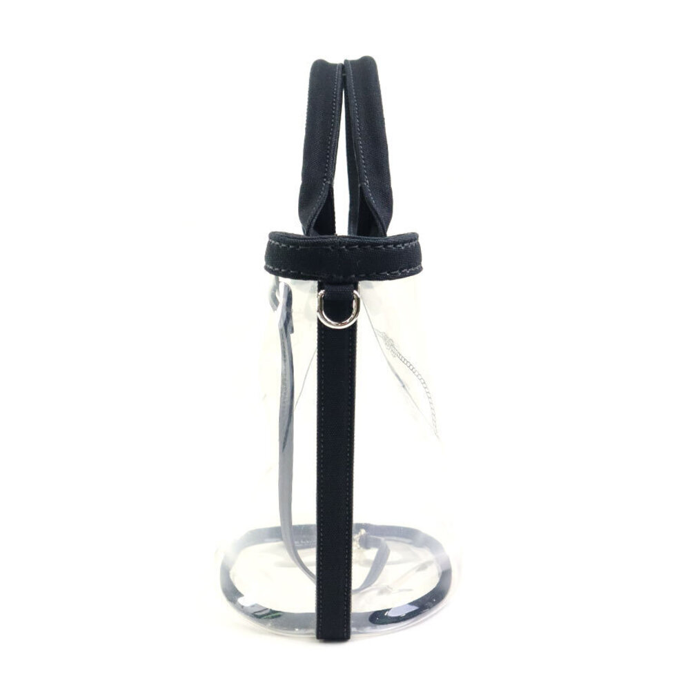 Prada Black Shopper Bag Clear Shoulder Canvas Plexi Vinyl